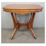 Antique Victorian walnut lamp table- 29'H 32'W