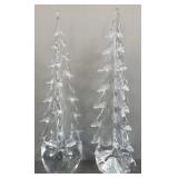 2 Simon Pearce signed handcrafted glass evergreen