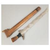 Antique Kris tribal sword w/ wooden scabbard