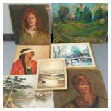 7 assorted paintings incl signed signed