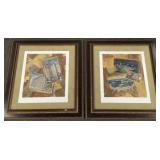 2 framed pencil signed Jarman mixed media artworks