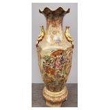 30' Chinese Satsuma style floor vase on stand