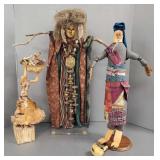 3 artisan figures/ sculpture incl 1 signed