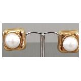 14K gold & mabe pearl earrings- 6.3g total; 5/8'