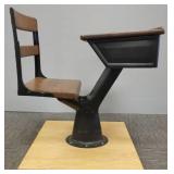 Antique pedestal school desk- 26.5'H 21'W 27'D