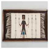 Navajo small woven Yei weaving in shadow
