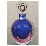 2 perfume bottles: 6 1/2'H art glass & 5 3/4'H