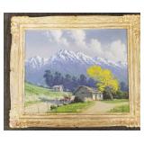 Signed Lobos ? mountainscape oil painting on