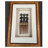 African large carved wood figural comb in