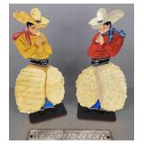 Painted metal cowboy bookends &  Winchester/