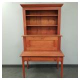 Antique 2-pc red painted step back secretary/