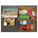 Marx Play Set, tin doll house, toys, etc. (as seen