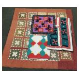 4 patchwork quilts incl 1883 signed North Carolina