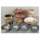 Gp asst. pottery- some signed- 9' tallest (chip)