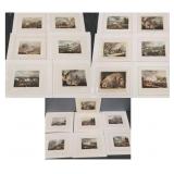 19 antique colored engravings incl. battle scenes,