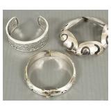 3 sterling silver bracelets - 1 signed Silpada-