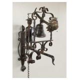 Figural wrought iron mechanical bell- wall mount-