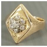 14k gold & diamond cluster ring- 7.5g,
