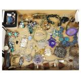 Group asst jewelry incl stone, bead, some sterling