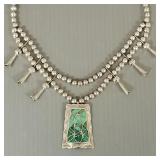 Southwest style silver squash blossom necklace