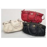 3 Coach pleated leather bags- assorted colors-