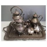 Pilgrim Silverplate Co. 7 pc tea set w/ tip pot &