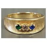 14k gold ring s/w 3 stones- 4.4g, sz 6 3/4