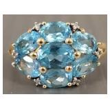 14k gold ring s/w 7 blue topaz- 4.4g, sz 7 1/2