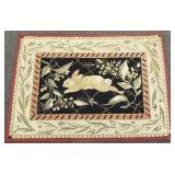 Rabbit motif wool & cotton hooked rug- 32' x 46'