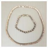 Italy sterling silver necklace & bracelet- 25.2g