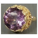 14k gold & large amethyst ring- 13.9g, 18mm
