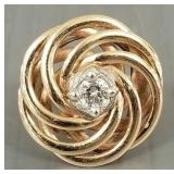 14k gold & diamond swirl design ring- 6.1g,