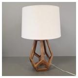 Mid-century style wooden table lamp w/ shade-
