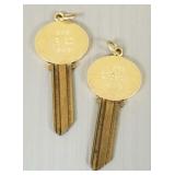 2 Tiffany & Co. 14K gold capped key blanks