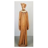Vintage carved wooden sculpture of a clown- signed