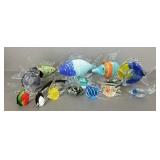 15 art glass fish- 8 1/2'H tallest