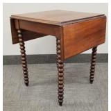 Antique mahogany spool leg petite drop leaf
