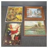 4 original painting- some signed- still lifes, etc