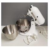 Kitchen Aid white mixer w/ accessories- powers up