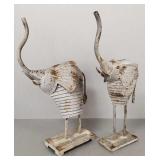 2 metal elephant figures (legs detached to one)
