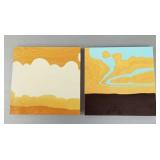 Pr signed Erica Olson artisan painted panels 2002-