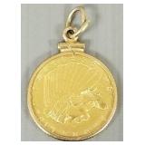 1914 gold U.S. $2 1/2 dollar coin in 14K bezel-