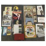 Group of advertising items incl. calendar top,