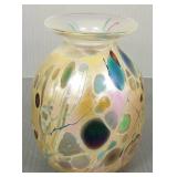 Rick Hunter signed art glass vase- 4 3/4'H