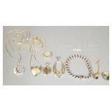 Sm Gp jewelry incl 10K gold ring s/w jade, 14K