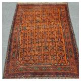 Hand tied Afghan rug- 4'6' x 6' 7' -