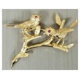 14K gold & ruby bird brooch- 6.5g; 1 3/4'L