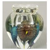 Signed Lotton Studios art glass paperweight vase