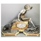 Antique French bronze figural metal & marble