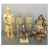 5 ethnic pottery, etc figures incl Samurai-